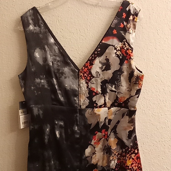 NEW DONNA RICCO NEW YORK Silk Wedding Sz 12 Floral Black-Gray Colors HMBC - Picture 4 of 12